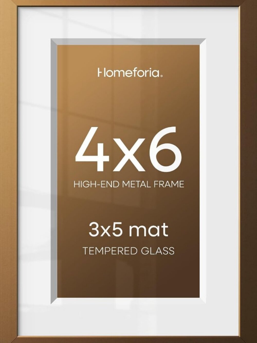 Elegant Bronze 4x6 Picture Frame - High-End Metal with 3x5 Mat & Glass